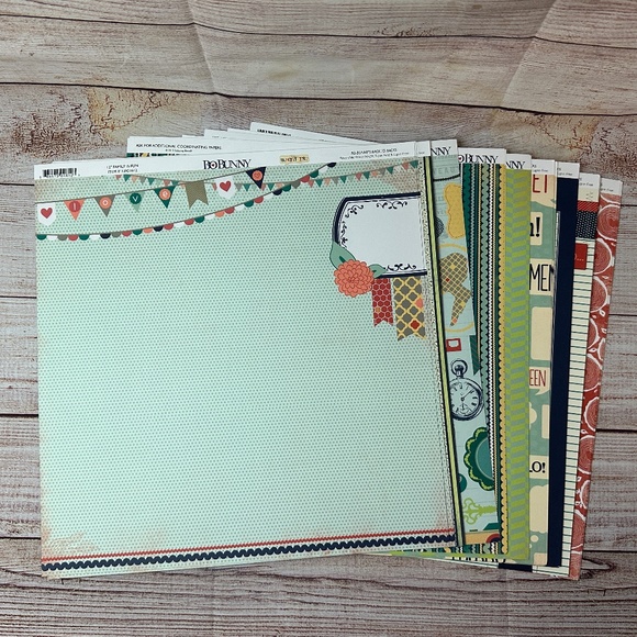 Bo Bunny "Family Is" 12x12 Scrapbook Paper - 22 Sheets with Bonus Brads - Picture 1 of 11